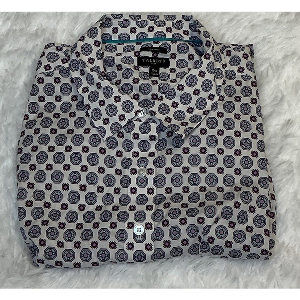 Talbots Plus Women's Button Down Long sleeve Non Iron 16w Shirt